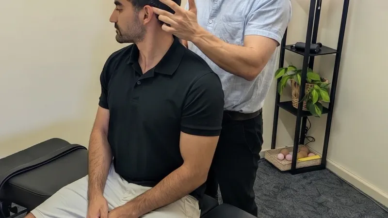 Neck pain and range of motion assessment at Bassendean Chiropractic, Morley